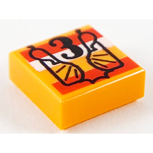 Деталь LEGO 3070pb172 Tile 1 x 1 with Black '3', Red and White Stripes Pattern