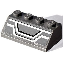 Slope 45 2 x 4 with Light Bluish Gray and Black Lines (Front Air Grille) on Dark Bluish Gray Background Pattern (Sticker) - Set 75025