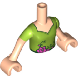 Torso Mini Doll Girl Lime Top with V-neck, Roses and Thorns Pattern, Light Nougat Arms with Hands with Lime Short Sleeves (Poison Ivy)