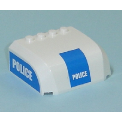 Windscreen 5 x 6 x 2 Curved Top Canopy with 4 Studs with White 'POLICE' on Blue Pattern on Front and Both Sides (Stickers) - Set 7743 Windscreen 5 x 6 x 2 Curved Top Canopy with 4 Studs with White 'POLICE' on Blue Pattern on Front and Both Sides (Stickers) - Set 7743