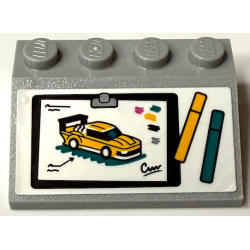 Slope 33 3 x 4 with Clipboard with Car Paint Diagram, Splotches, Bright Light Orange and Dark Turquoise Pens Pattern (Sticker) - Set 60389 Slope 33 3 x 4 with Clipboard with Car Paint Diagram, Splotches, Bright Light Orange and Dark Turquoise Pens Pattern (Sticker) - Set 60389