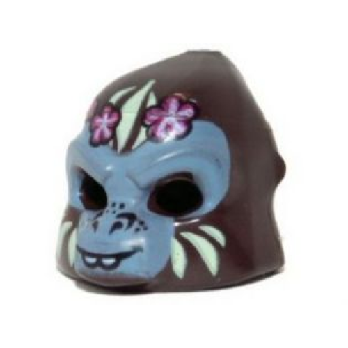 Деталь LEGO 13361pb03 Minifigure, Headgear Mask Gorilla with Gray Face, Light Yellow Face Paint and Pink Flowers Pattern