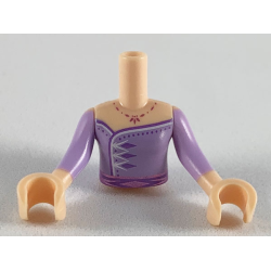 Torso Mini Doll Girl Lavender Dress Pattern, Light Nougat Arms with Hands with Lavender Sleeves