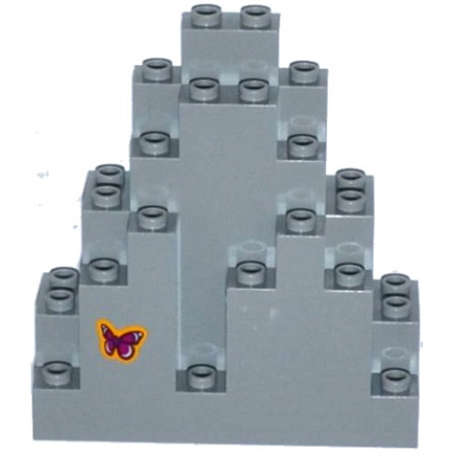 Деталь LEGO 6083pb07 Rock Panel 3 x 8 x 7 Triangular (LURP) with Magenta Butterfly Pattern Lower Left (Sticker) - Set 41122