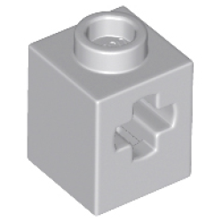 Technic, Brick 1 x 1 with Axle Hole - Light Bluish Gray