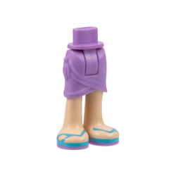 Mini Doll Hips and Skirt Wrap with Light Nougat Legs and Sandals with Medium Lavender Soles and Medium Azure Straps Pattern - Thick Hinge