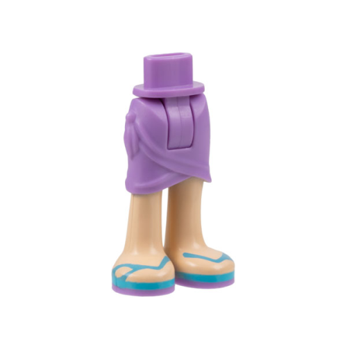 Деталь LEGO 11244c00pb03 Mini Doll Hips and Skirt Wrap with Light Nougat Legs and Sandals with Medium Lavender Soles and Medium Azure Straps Pattern - Thick Hinge