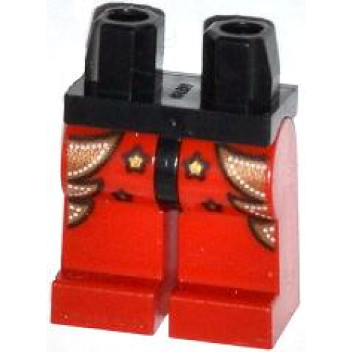 Деталь LEGO 970c05pb08 Hips and Red Legs with Gold Stars and Inserts Pattern