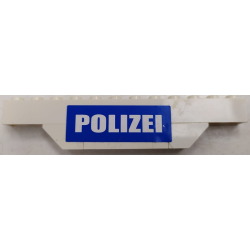 Stickered Assembly 12 x 1 x 2 with White 'POLIZEI' on Blue Background Pattern (Sticker) - Set 7245 - 1 Brick 1 x 12, 1 Brick 1 x 4, 2 Slope, Inverted 45 2 x 1