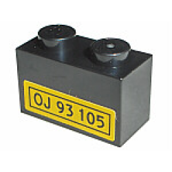 Brick 1 x 2 with 'OJ 93 105' Pattern (Sticker) - Sets 2148 / 10156