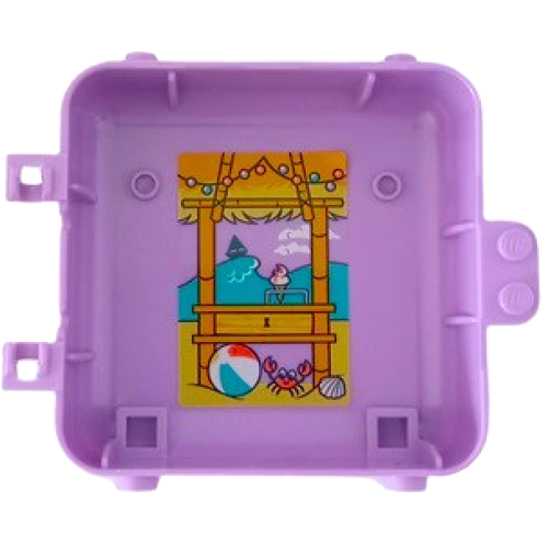 Деталь LEGO 64454pb13 Container, Box 3 x 8 x 6 2/3 Half Back with Bamboo Beach Hut, Hanging Lights, Dark Turquoise Ocean, Boat, Ice Cream Cone, Beach Ball, Seashell, and Crab Pattern (Sticker) - Set 41414