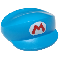 Large Figure Headgear, Super Mario Cap with Super Mario Logo Red Capital Letter M on White Oval Pattern (Ice Mario)