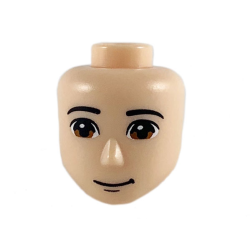 Mini Doll, Head Friends Male Large with Black Eyebrows, Reddish Brown Eyes, Closed Grin Pattern Mini Doll, Head Friends Male Large with Black Eyebrows, Reddish Brown Eyes, Closed Grin Pattern