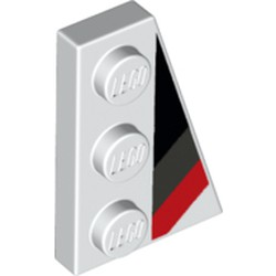 Wedge, Plate 3 x 2 Right with Black, Dark Bluish Gray and Red Racing Stripes Pattern Wedge, Plate 3 x 2 Right with Black, Dark Bluish Gray and Red Racing Stripes Pattern