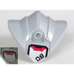 Large Figure Armor, Shoulder - 2 x 4 Brick Base with Curved Ends and Side Studs with Silver Plate with Red Stripe and Black Line and '08' Pattern on Both Sides Model Left Side (Stickers) - Set 75973