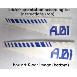 Wedge 12 x 3 Left with Blue Hash Lines and 'A.01' Pattern (Stickers) - Set 7700