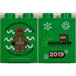 Duplo, Brick 1 x 2 x 2 with Christmas Bricktacular LEGOLAND Florida Resort 2019, Gingerbread Man Minifigure Pattern Duplo, Brick 1 x 2 x 2 with Christmas Bricktacular LEGOLAND Florida Resort 2019, Gingerbread Man Minifigure Pattern