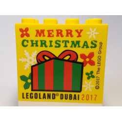 Brick 2 x 4 x 3 with LEGOLAND Dubai 2017 Merry Christmas Pattern