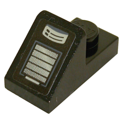 Slope 45 2 x 1 with 2/3 Cutout with Control Console with Silver Speaker Grille Pattern (Sticker) - Set 76911 Slope 45 2 x 1 with 2/3 Cutout with Control Console with Silver Speaker Grille Pattern (Sticker) - Set 76911