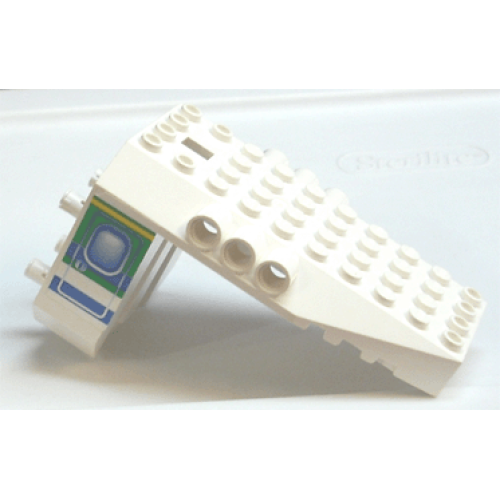 Деталь LEGO 42601c01pb01 Aircraft Fuselage Aft Section Angular Bottom 6 x 10 x 5 with Blue and Green Door Pattern on Both Sides (Stickers) - Set 4620