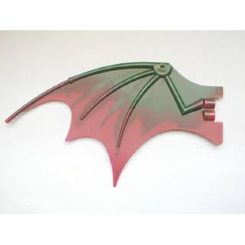 Деталь LEGO 51342pb01 Dragon Wing 19 x 11 with Bar Hole and 2 Pin Holes with Marbled Dark Red Trailing Edge Pattern