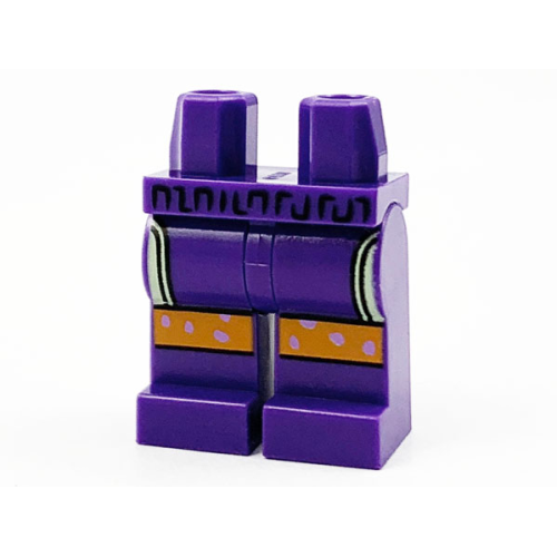 Деталь LEGO 970c00pb1187 Hips and Legs with Yellowish Green Pockets and Orange Knees with Lavender Spots Pattern