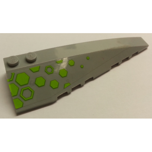 Деталь LEGO 50956pb027 Wedge 10 x 3 Right with Lime Hexagons on Transparent Background Pattern (Sticker) - Set 76040