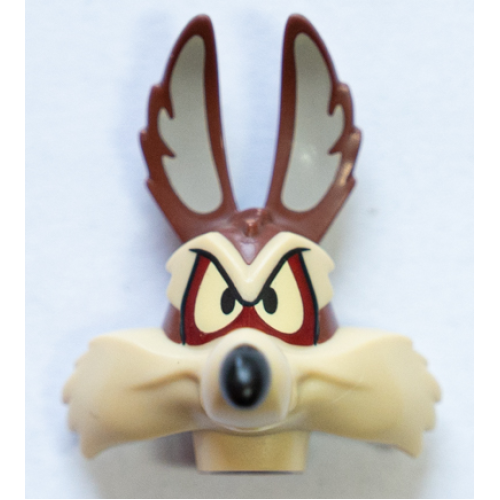 Деталь LEGO 74513pb01 Minifigure, Head, Modified Looney Tunes Wile E. Coyote with Black Nose, Tan Face and Eyes Pattern