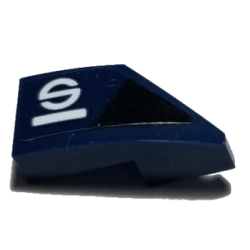 Wedge 2 x 1 x 2/3 Left with Black Triangle, White Letter S and Stripe Pattern (Sticker) - Set 75885 Wedge 2 x 1 x 2/3 Left with Black Triangle, White Letter S and Stripe Pattern (Sticker) - Set 75885