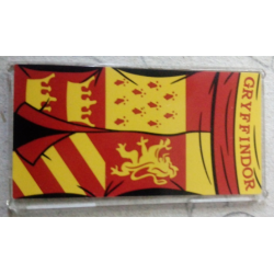 Glass for Window 1 x 4 x 6 with 'GRYFFINDOR' Red and Yellow Coat of Arms Banner Pattern (Sticker) - Set 75956