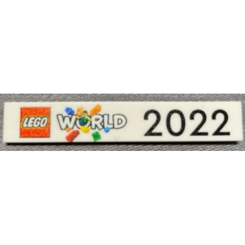 Деталь LEGO 6636pb317 Tile 1 x 6 with 'LEGO World 2022' and LEGO Logo Pattern