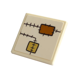 Road Sign 2 x 2 Square with Open O Clip with Black Stitching, Medium Nougat and Tan Patches Pattern (Sticker) - Set 43220