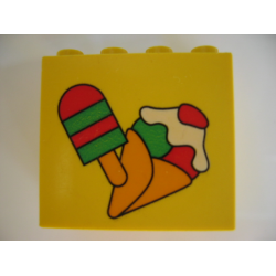 Brick 2 x 4 x 3 with Ice Pop (Freezer / Lollipop / Lolly / Pole / Popsicle / Stick) and Ice Cream Cone Pattern