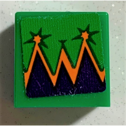 Minifigure, Head, Modified Small Cube with Dark Purple and Orange Wrapping Pattern (Sticker) - Set 75978