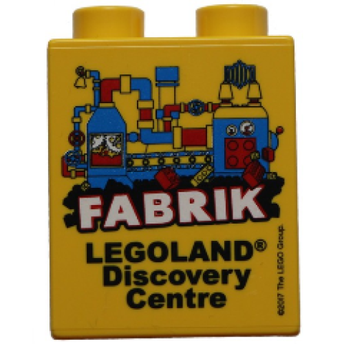Деталь LEGO 4066pb626 Duplo, Brick 1 x 2 x 2 with LEGOLAND Discovery Centre FABRIK 2017 Pattern