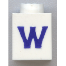 Brick 1 x 1 with Blue Capital Letter W Pattern (Serif Font) Brick 1 x 1 with Blue Capital Letter W Pattern (Serif Font)