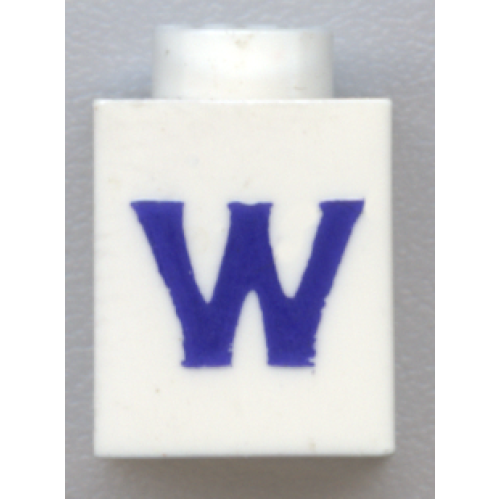 Деталь LEGO 3005ptWs Brick 1 x 1 with Blue Capital Letter W Pattern (Serif Font)