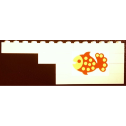 Stickered Assembly 14 x 1 x 4 with Orange and Yellow Fish on White Background Pattern (Sticker) - Set 265-1 - 1 Brick 1 x 2, 1 Brick 1 x 6, 4 Brick 1 x 8