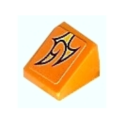 Slope 30 1 x 1 x 2/3 with Orange Flame Pattern Model Right (Sticker) - Set 8135