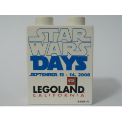 Duplo, Brick 1 x 2 x 2 with Star Wars Days 2008 Pattern