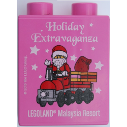 Duplo, Brick 1 x 2 x 2 with Holiday Extravaganza 2018 LEGOLAND Malaysia Resort Santa Train Pattern