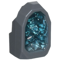 Rock 1 x 1 Geode with Molded Glitter Trans-Light Blue Crystals Pattern - Dark Bluish Gray