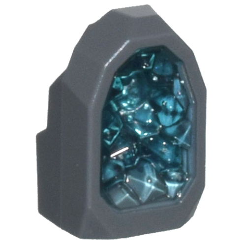 Деталь LEGO 49656pb03 Rock 1 x 1 Geode with Molded Glitter Trans-Light Blue Crystals Pattern - Dark Bluish Gray