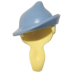Minifigure, Hair Combo, Hair with Hat, Long Ponytail with Molded Sand Blue Tilted Hat with Brim Pattern Minifigure, Hair Combo, Hair with Hat, Long Ponytail with Molded Sand Blue Tilted Hat with Brim Pattern