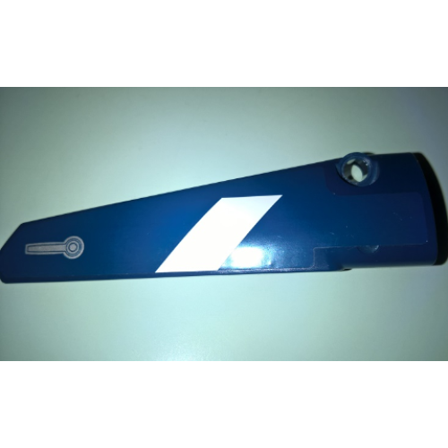 Деталь LEGO 64393pb032 Technic, Panel Fairing # 6 Long Smooth, Side B with White Stripe and Door Handle Pattern (Sticker) - Set 41999