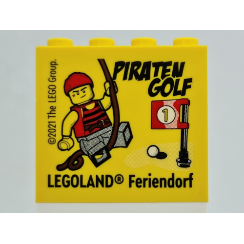 Деталь LEGO 30144pb327 Brick 2 x 4 x 3 with PIRATEN GOLF LEGOLAND Feriendorf Pattern (2021 Version)