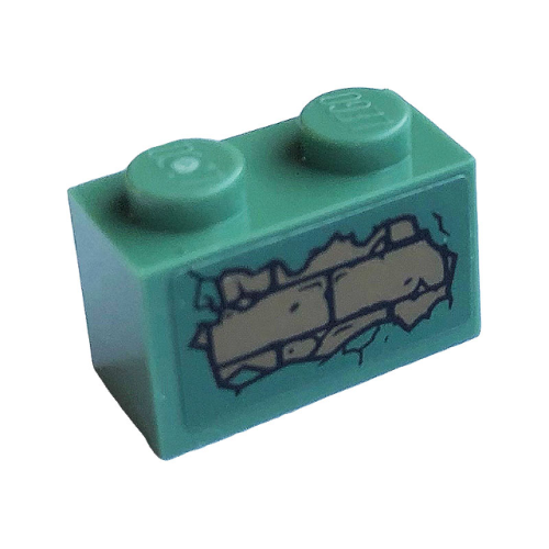 Деталь LEGO 3004pb212 Brick 1 x 2 with Dark Tan Bricks and Fallen Plaster Pattern on Both Sides (Stickers) - Set 40410