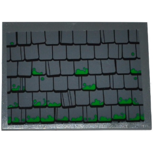 Деталь LEGO 4515pb053 Slope 10 6 x 8 with Roof Slates and Green Moss Pattern (Sticker) - Set 60109