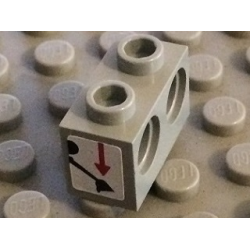 Technic, Brick 1 x 2 with Holes with Black Digger Bucket and Red Arrow Down on White Background Pattern (Sticker) - Set 8459 Technic, Brick 1 x 2 with Holes with Black Digger Bucket and Red Arrow Down on White Background Pattern (Sticker) - Set 8459