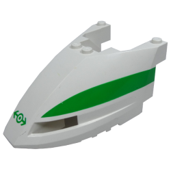 Train Front 6 x 10 x 3 2/3 Triple Curved with Green Stripe and Train Logo Pattern